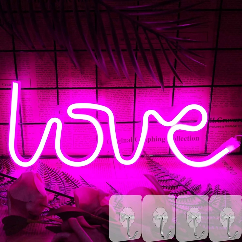 LOVE Neon Sign LED Neon Lights with 4 Hooks